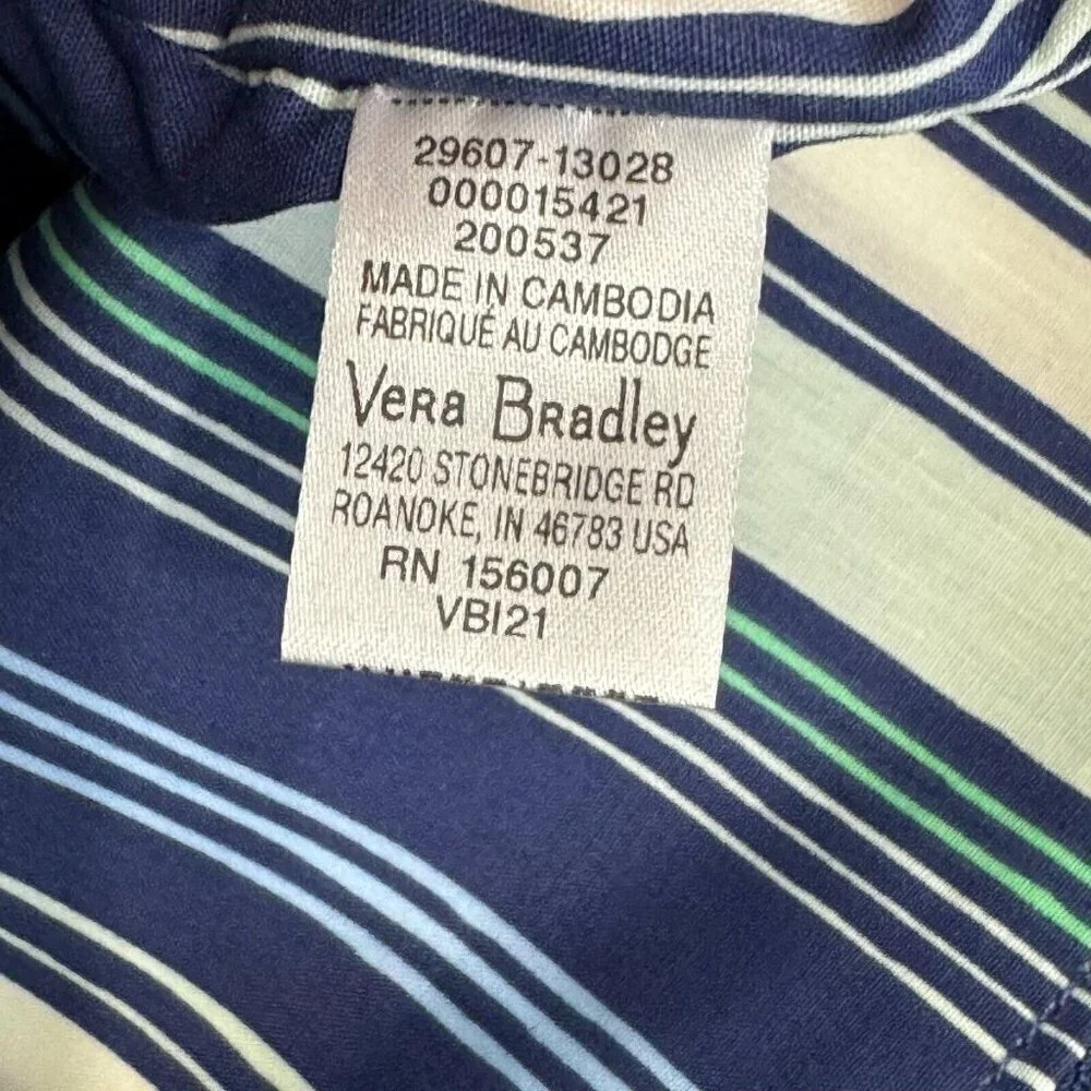 Vera Bradley Women's Straw Tote Bag Striped Adrift Coral Blue Multi Large